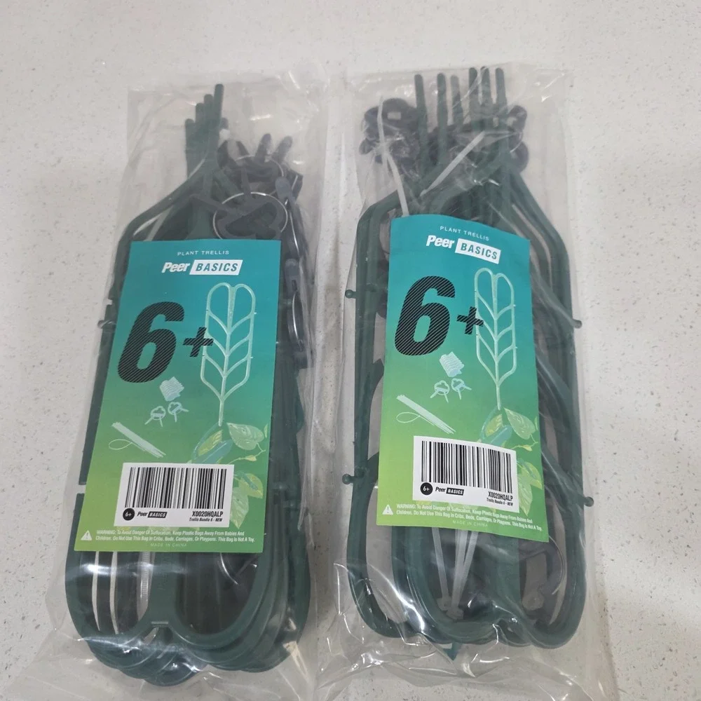 Peer Basic Plant Trellis Kit 6 Pack Green Climbing Plant Support Clip 2pc Bundle